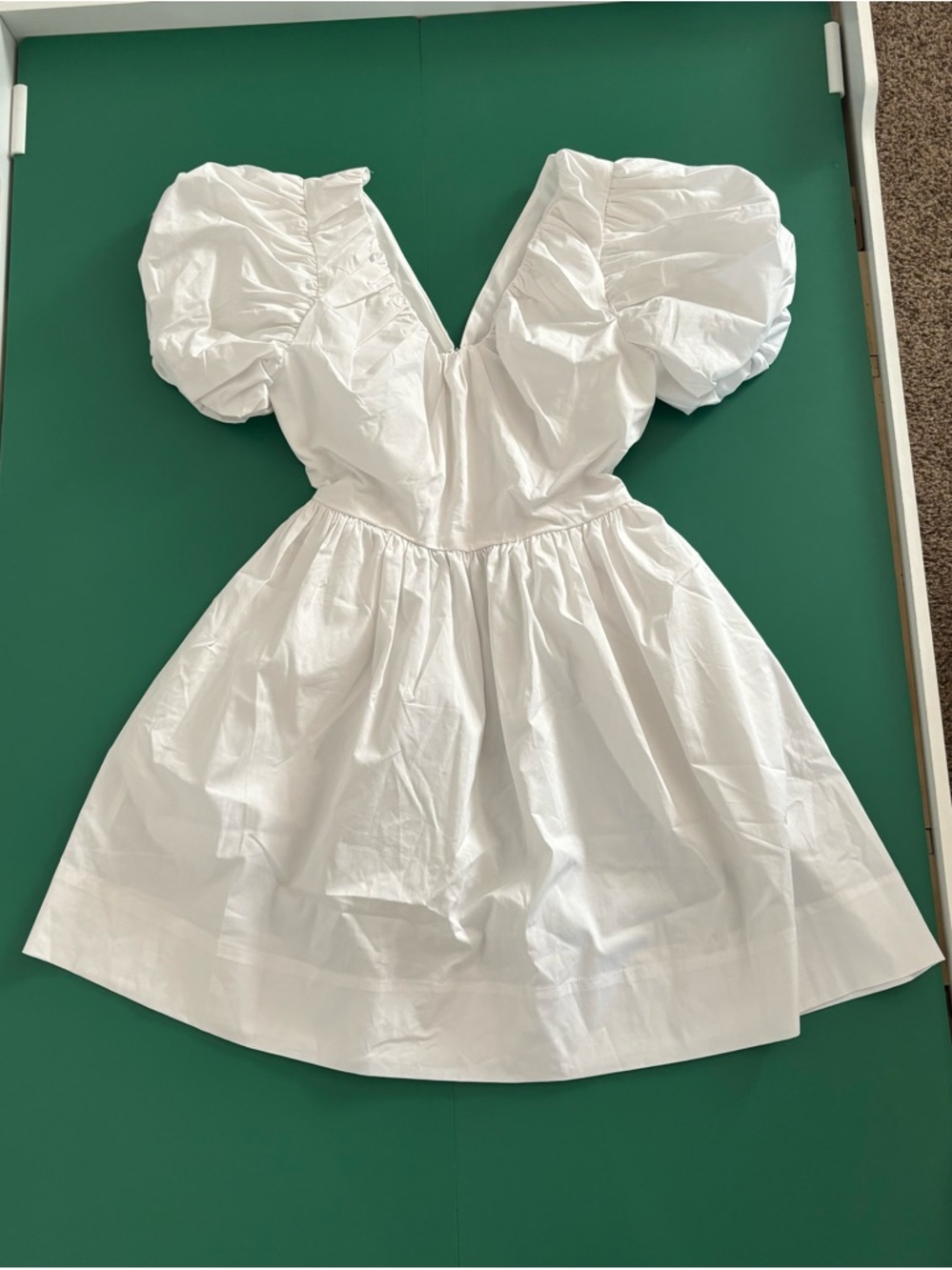 Express Size XS White Puff-Sleeve V-Neck Casual Dress for Women